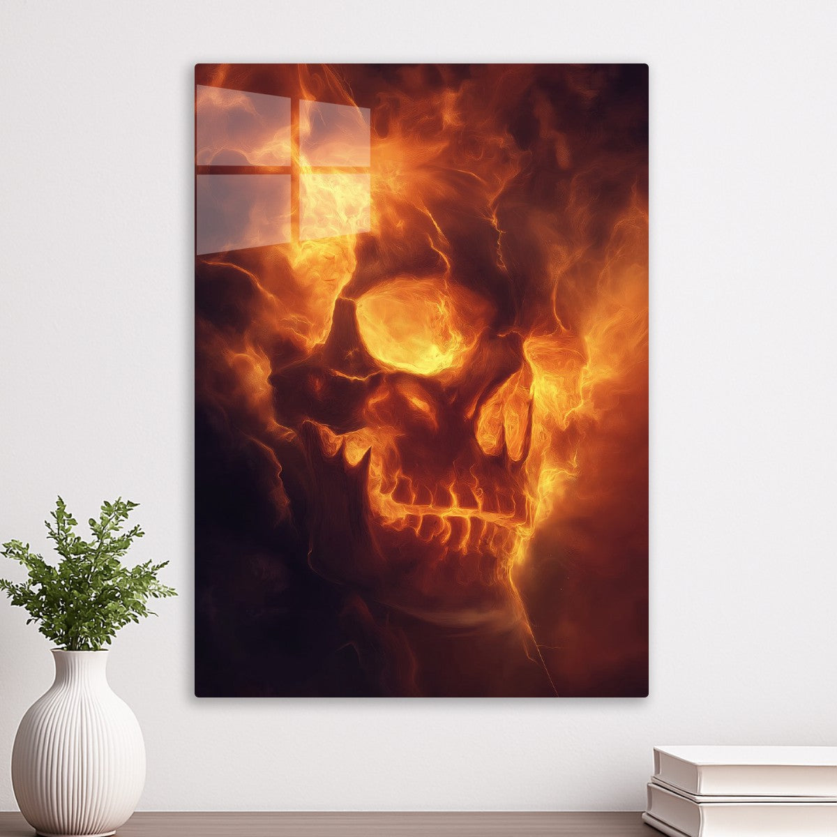 Flaming Ghost Skull