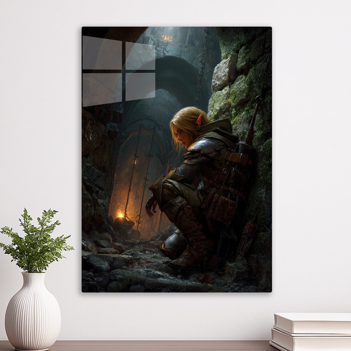 Elf Warrior Exploring Dungeon