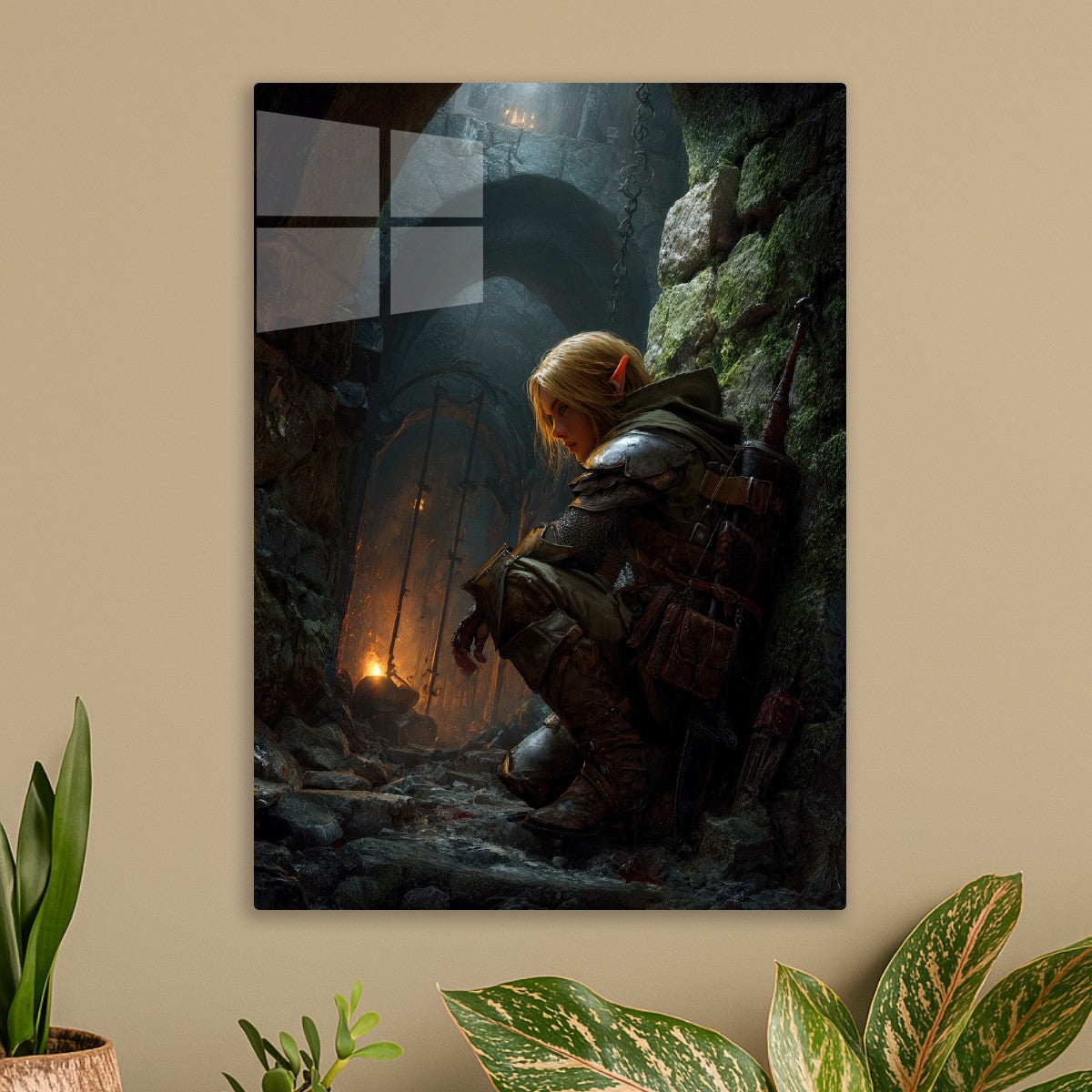 Elf Warrior Exploring Dungeon