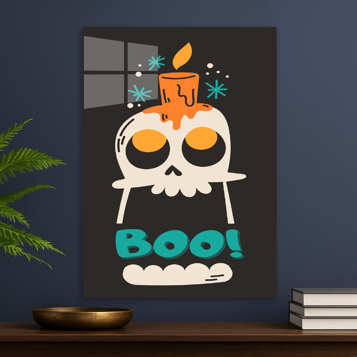 Candlelit Skull with Boo