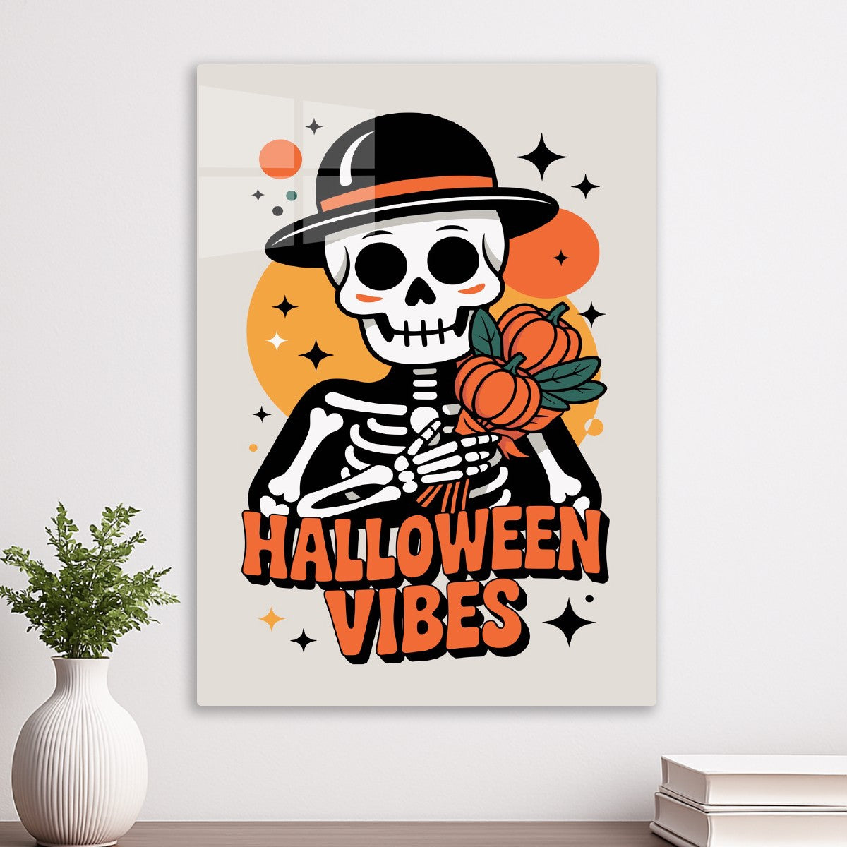 Skeleton with Pumpkin Bouquet