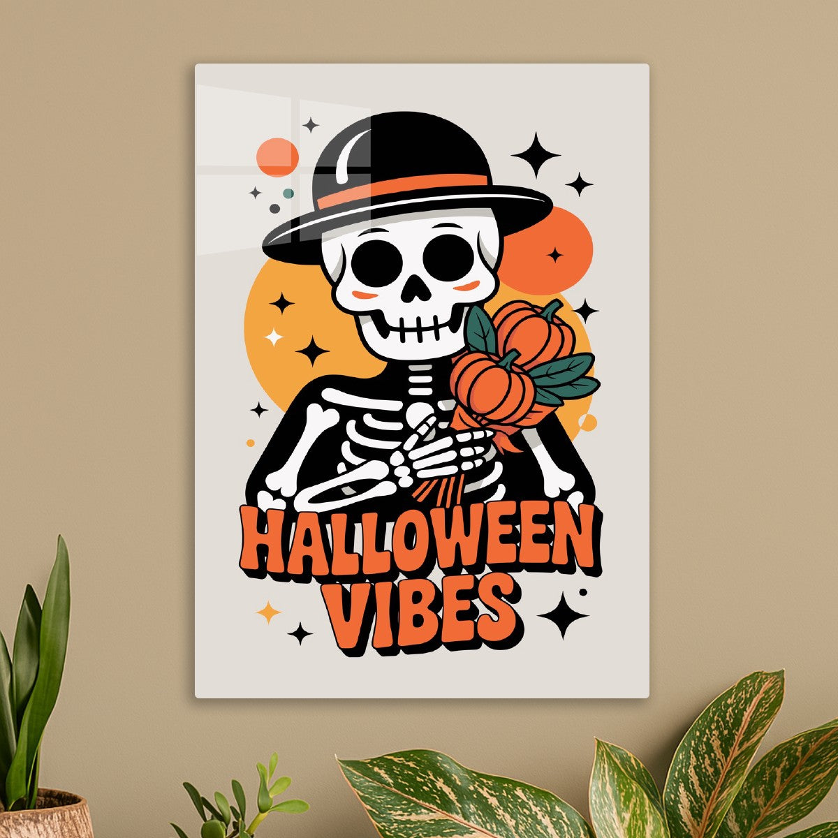 Skeleton with Pumpkin Bouquet
