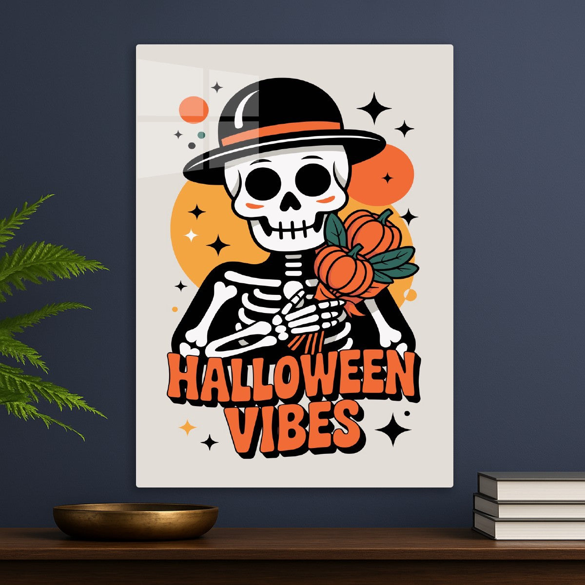 Skeleton with Pumpkin Bouquet