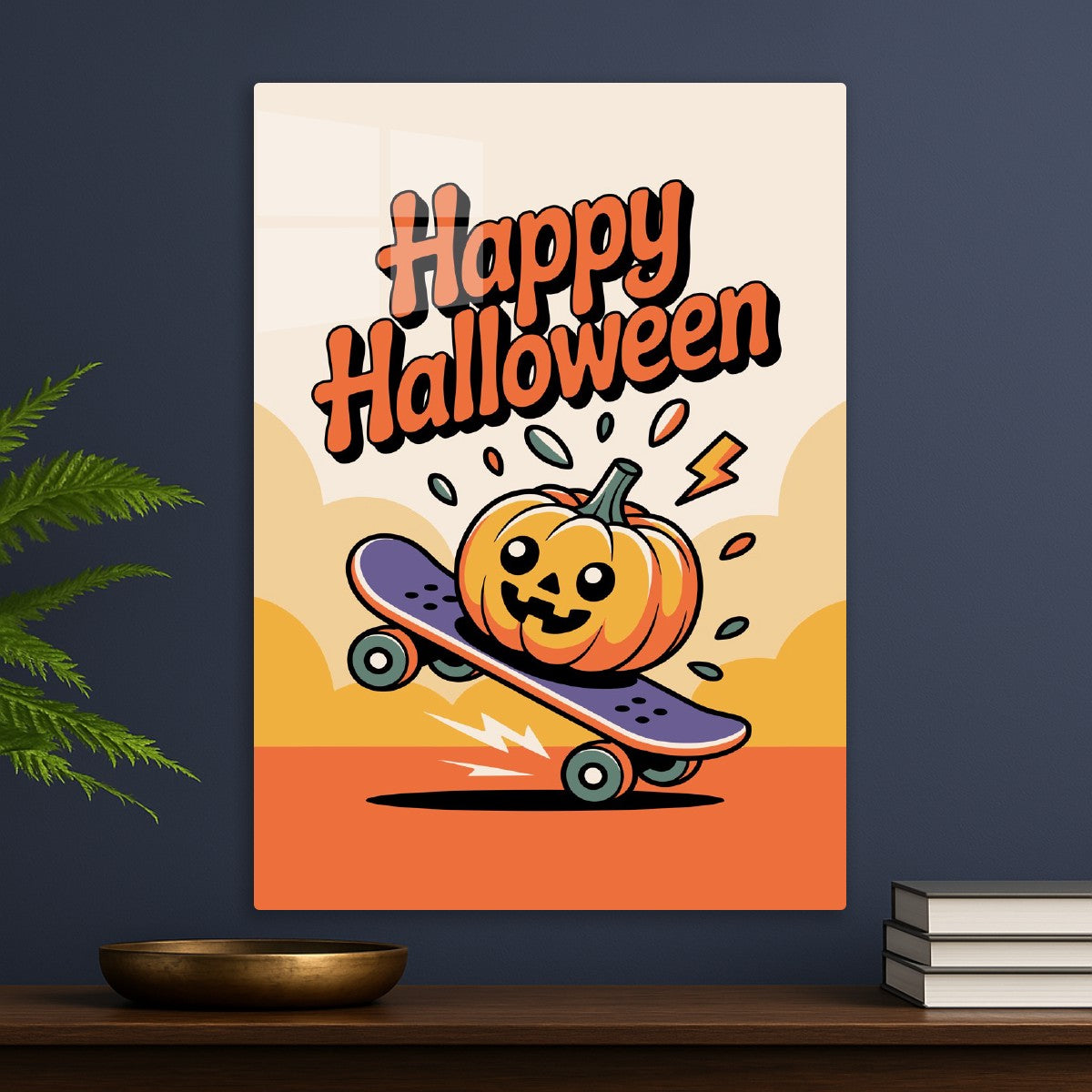 Pumpkin Skateboarder Halloween