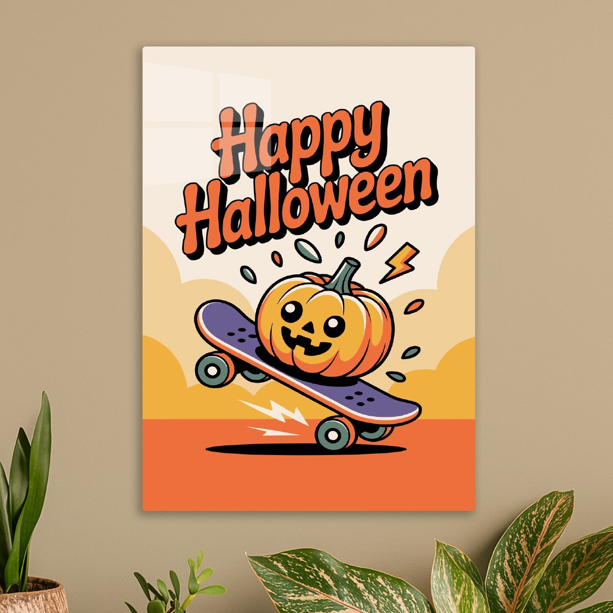 Pumpkin Skateboarder Halloween