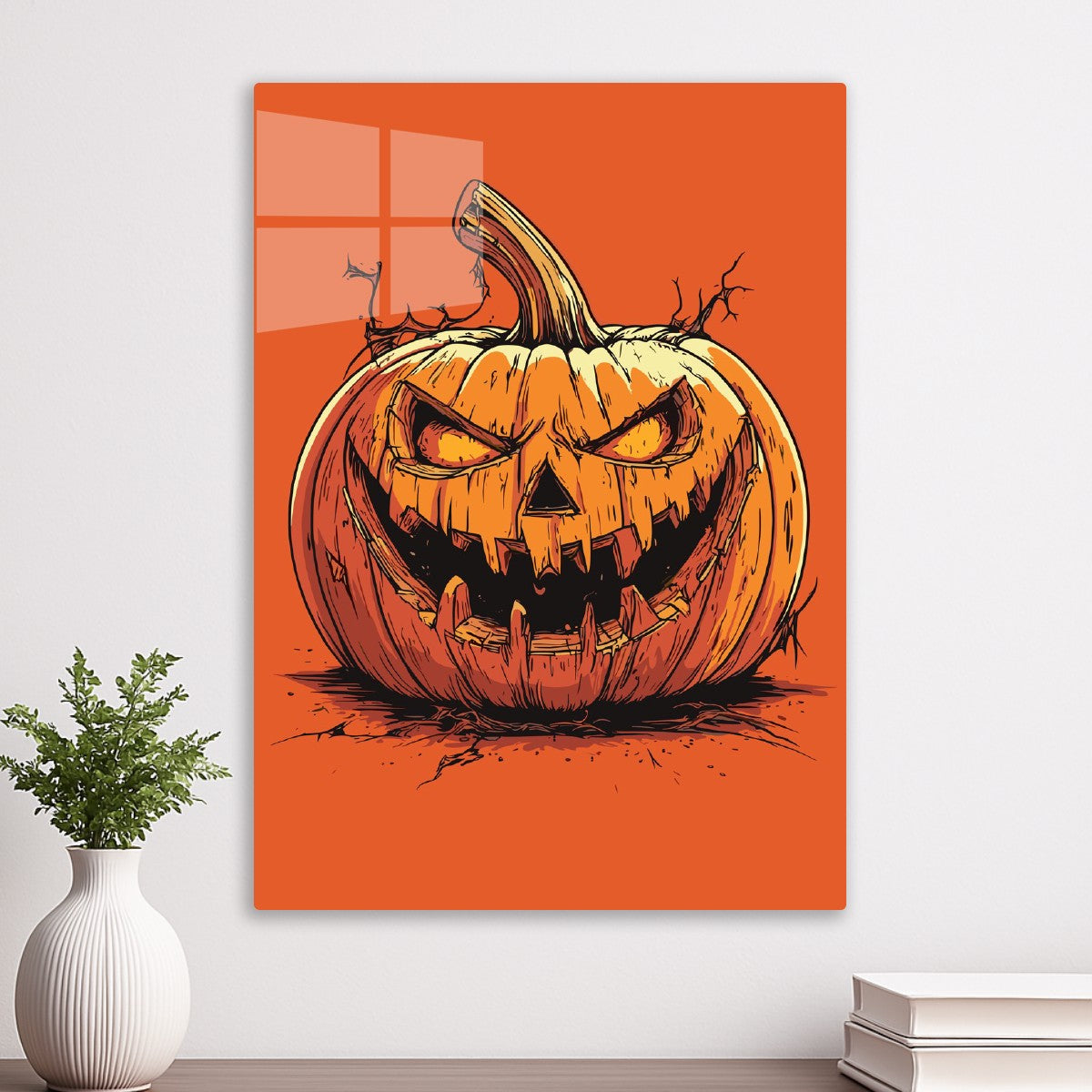 Menacing Pumpkin on Orange