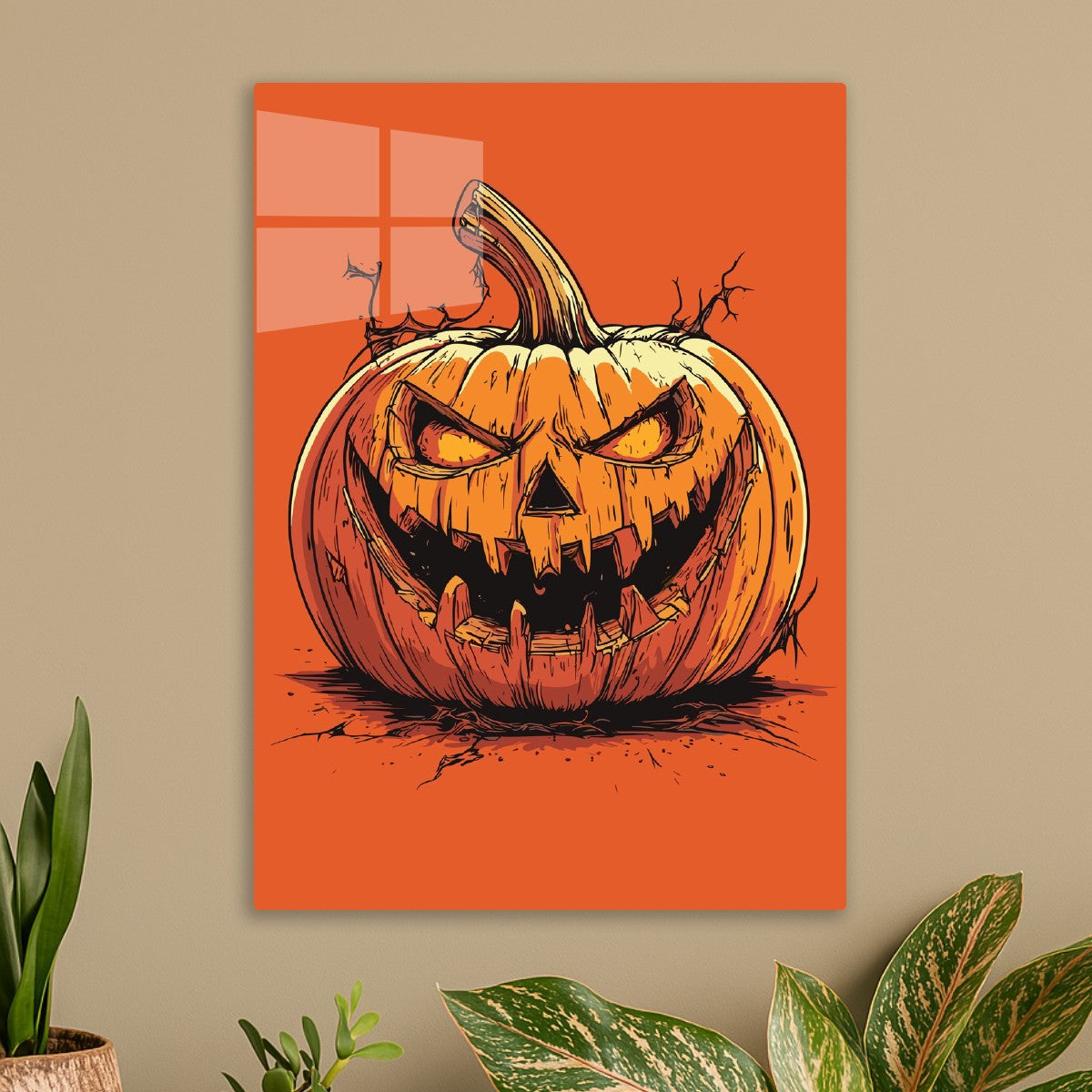 Menacing Pumpkin on Orange