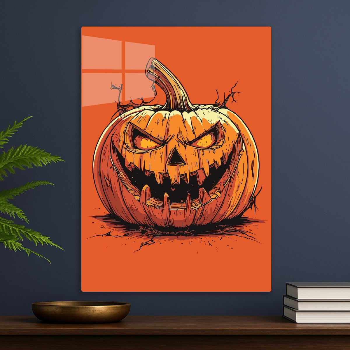 Menacing Pumpkin on Orange