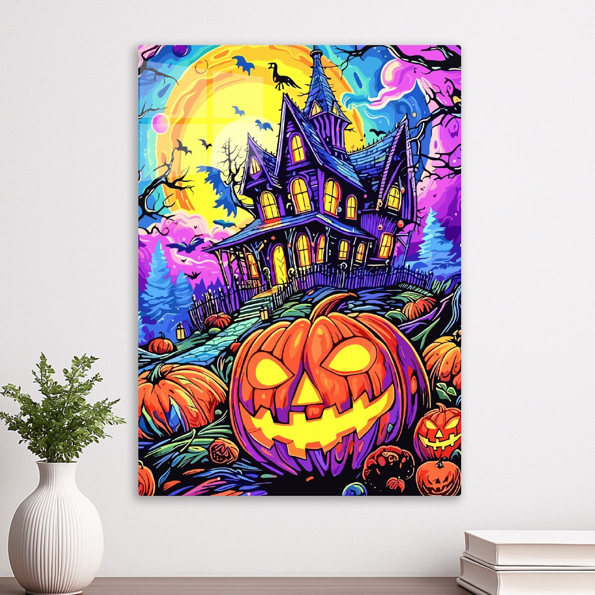 Haunted House Under Full Moon