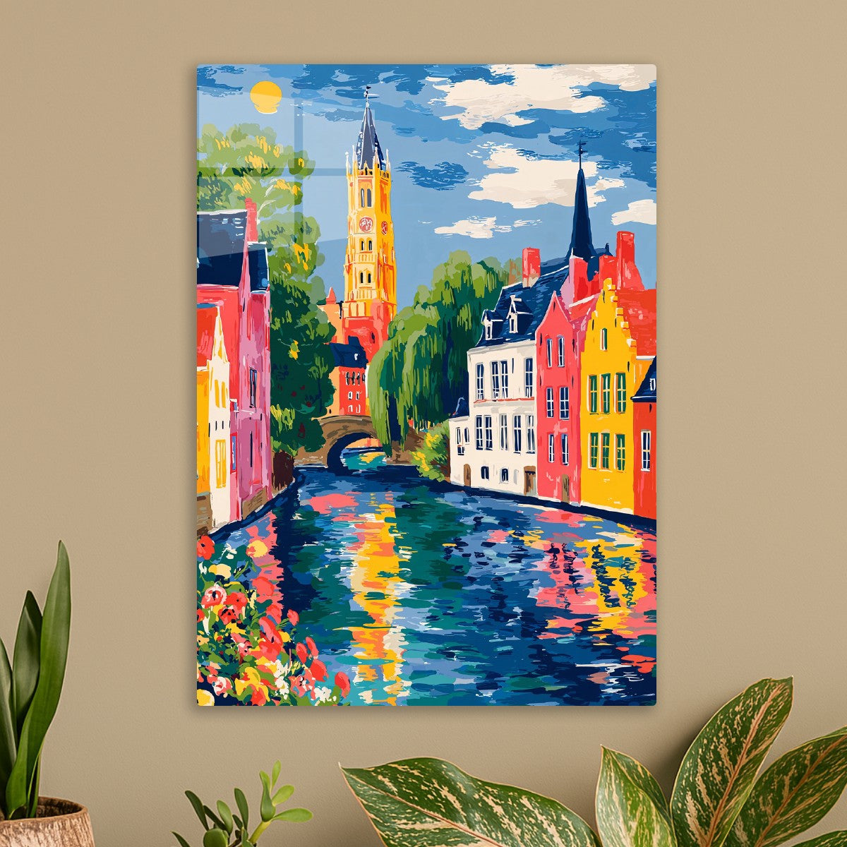 Fauvist Bruges Canal Scene