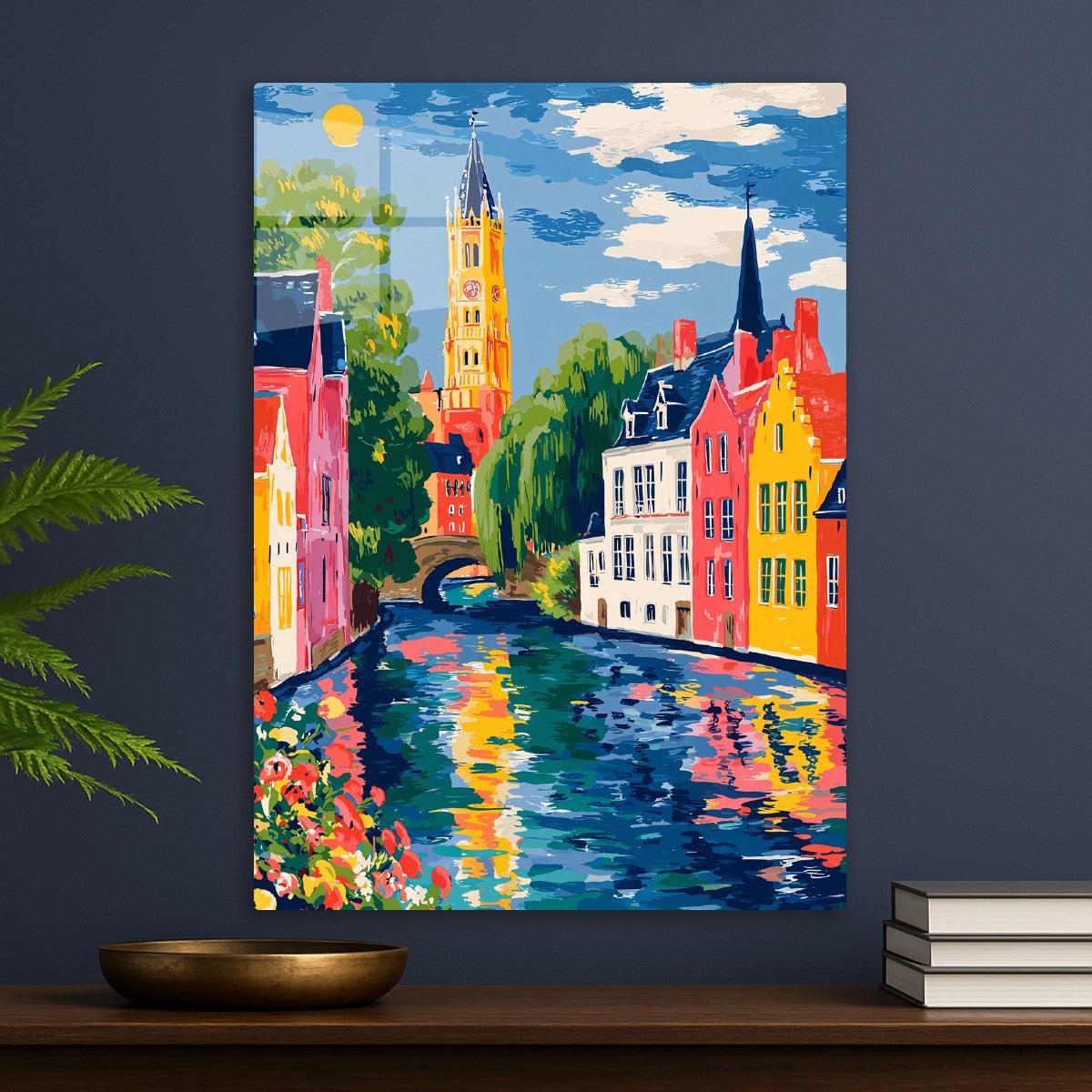 Fauvist Bruges Canal Scene