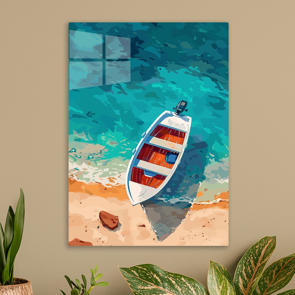 Shoreline Motorboat Top View