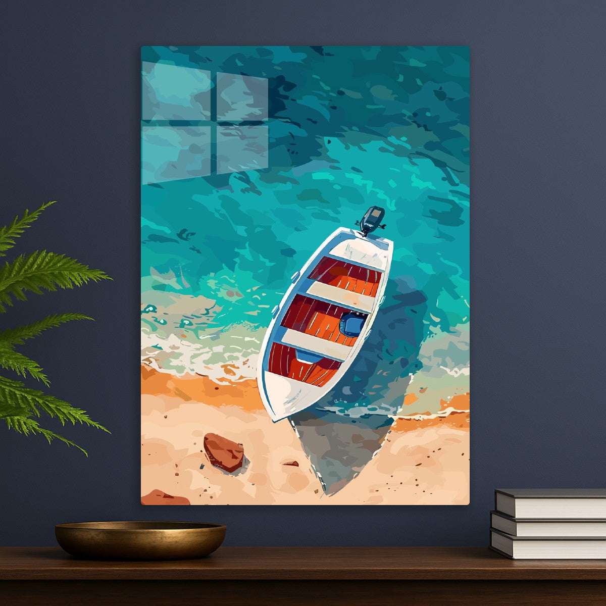 Shoreline Motorboat Top View