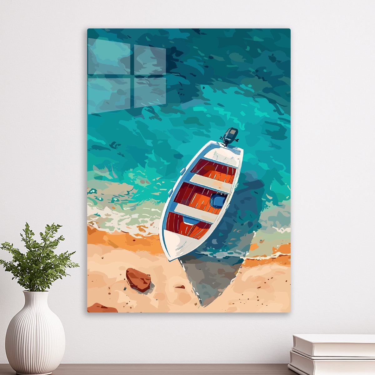 Shoreline Motorboat Top View