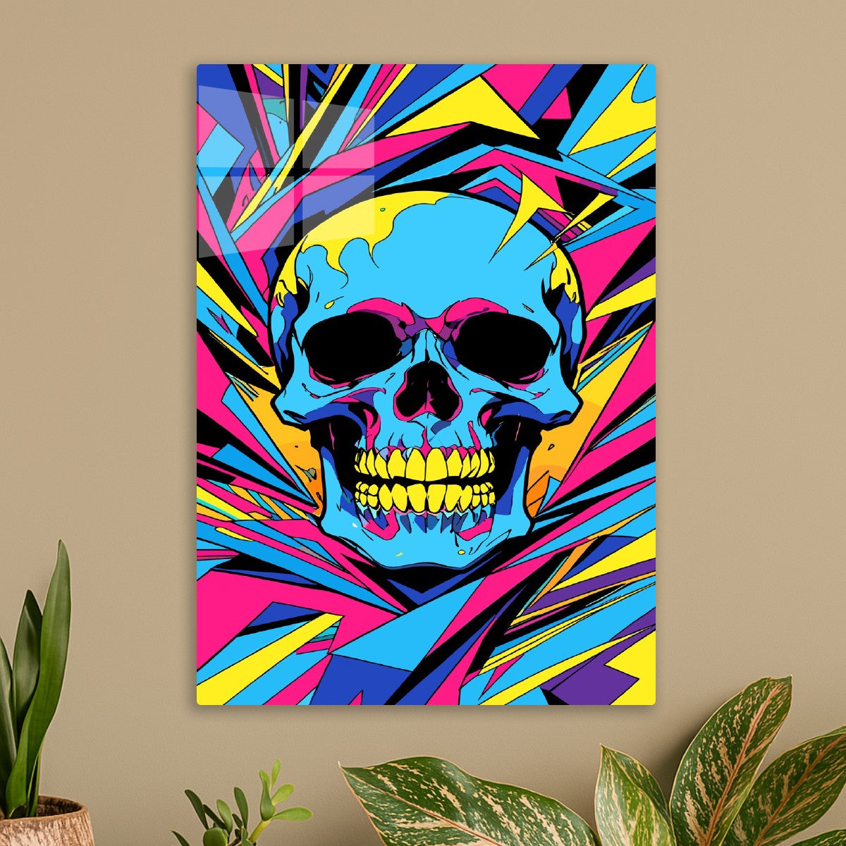 Neon Skull Pop Art