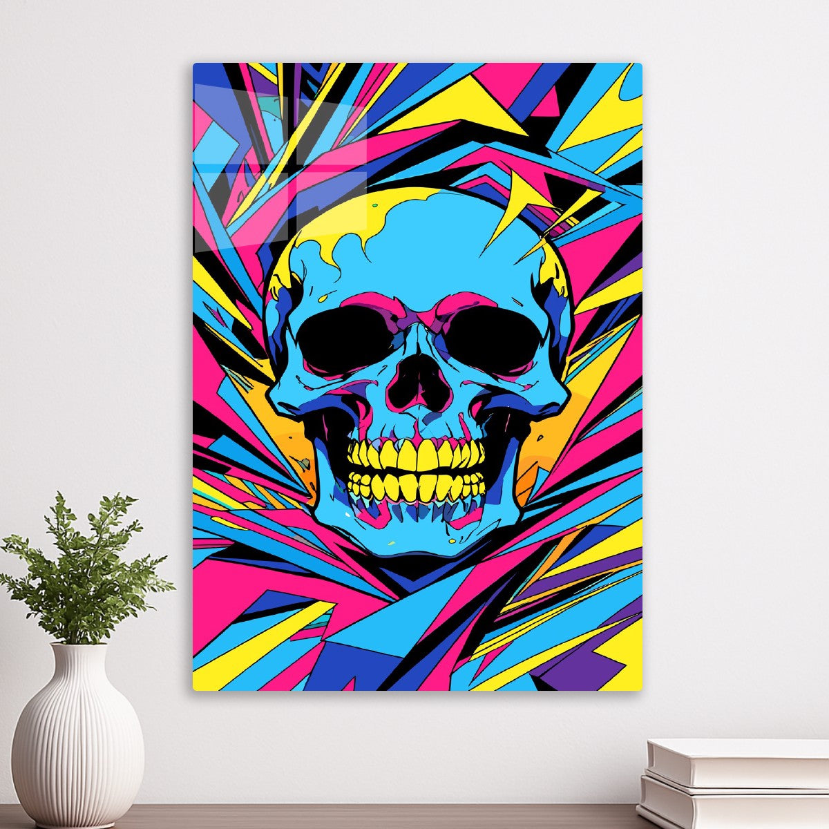Neon Skull Pop Art