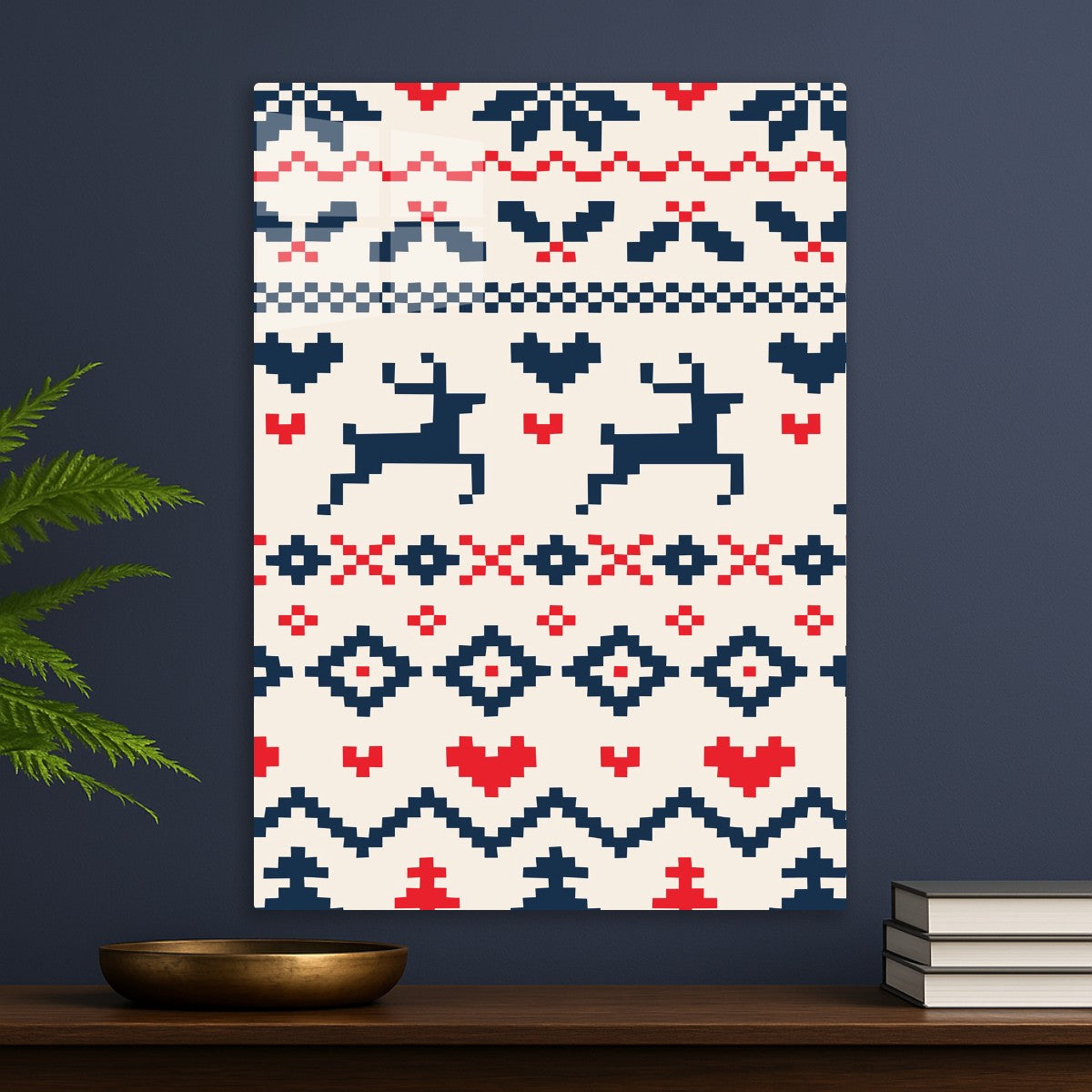 Pixel Reindeer Folk Pattern