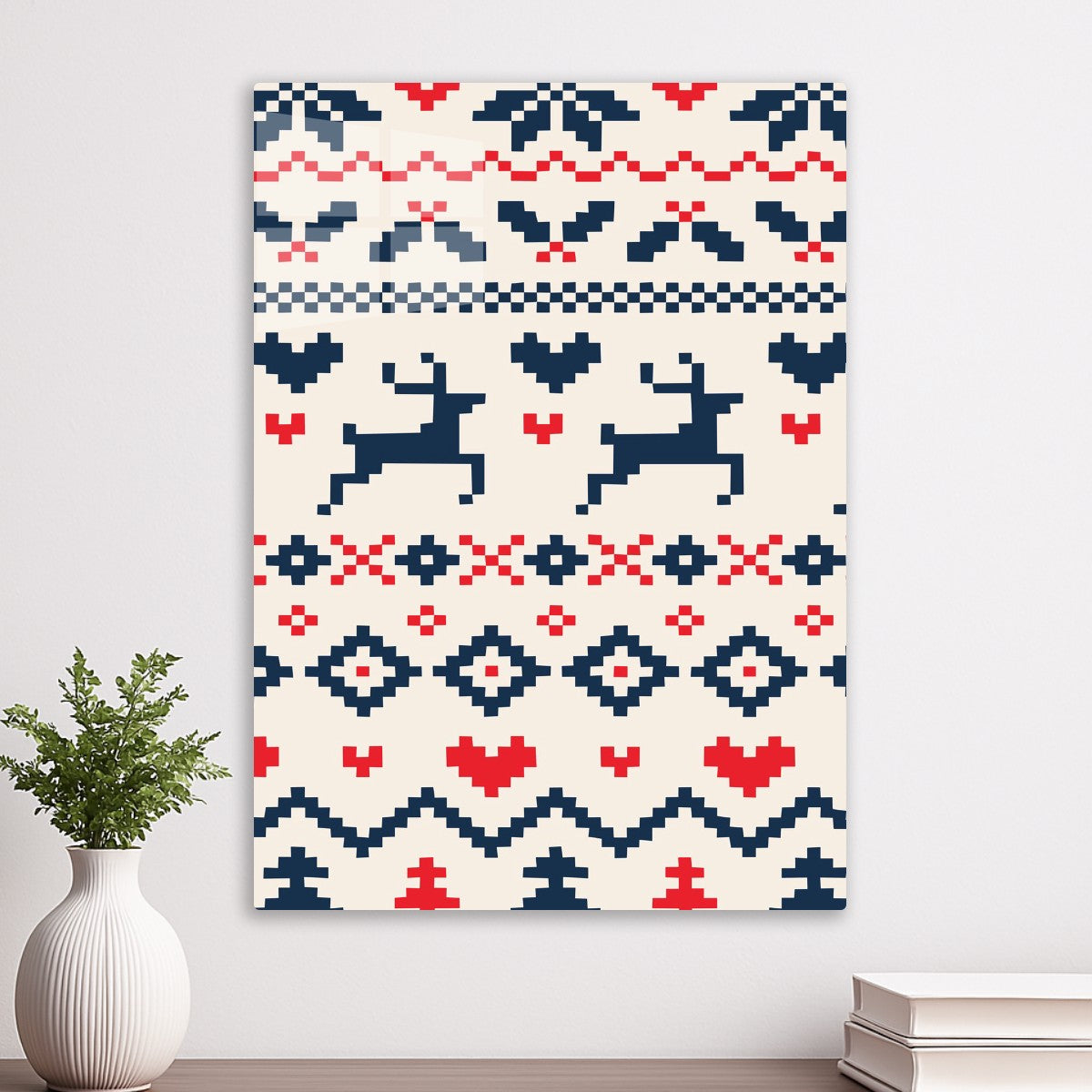 Pixel Reindeer Folk Pattern