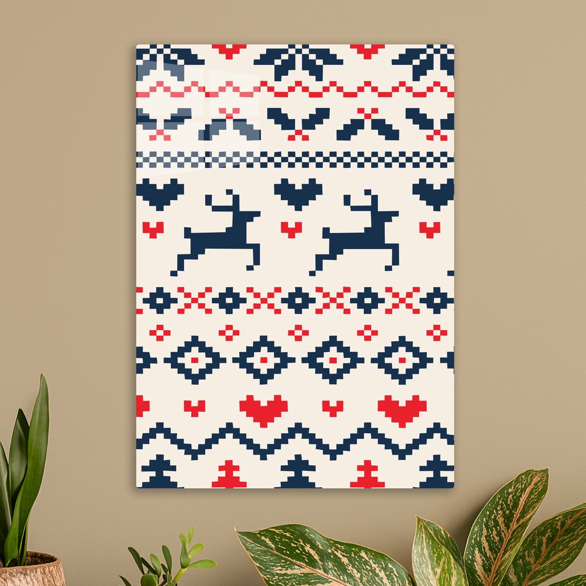 Pixel Reindeer Folk Pattern