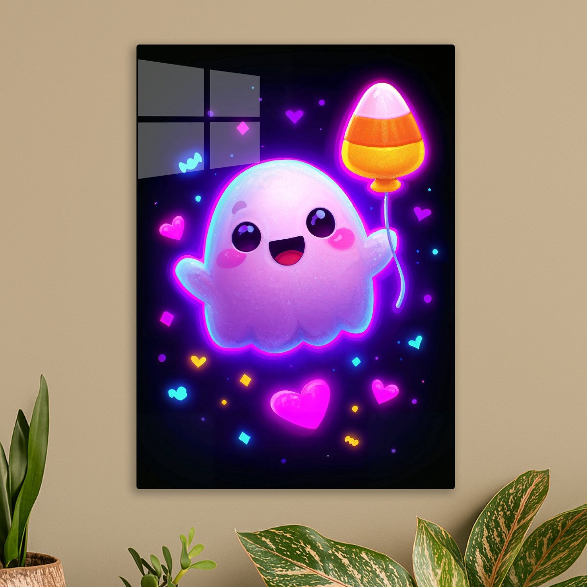 Neon Ghost with Balloon