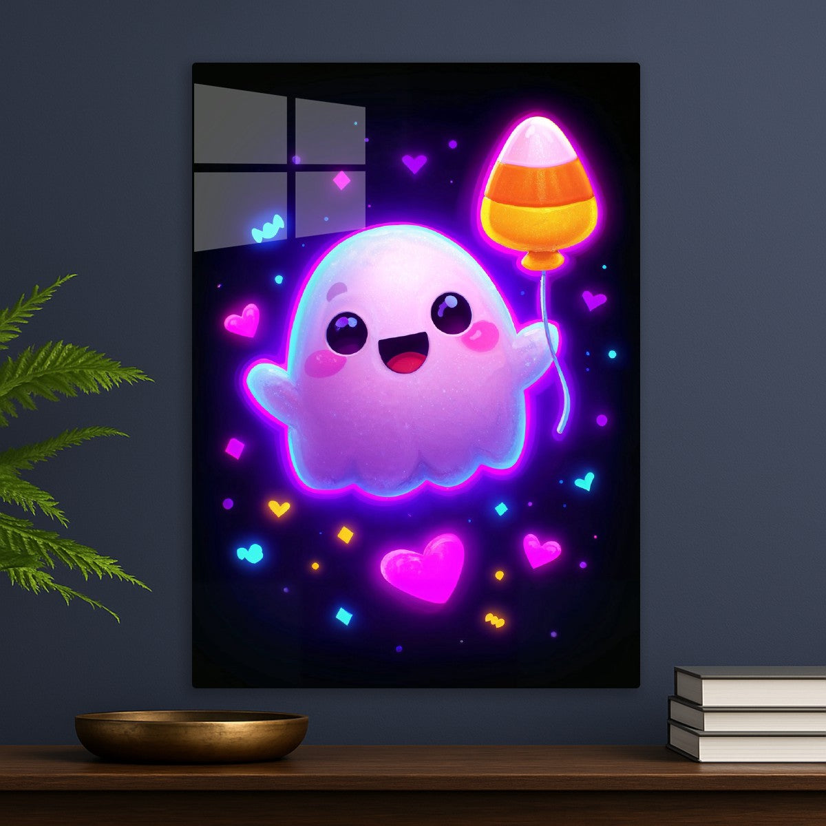 Neon Ghost with Balloon