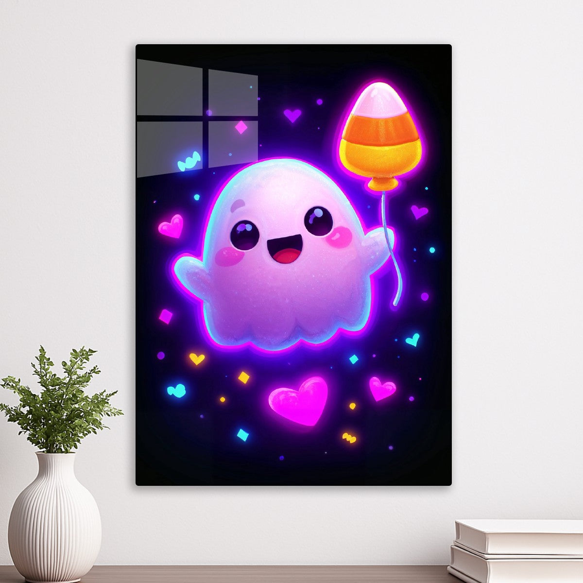 Neon Ghost with Balloon