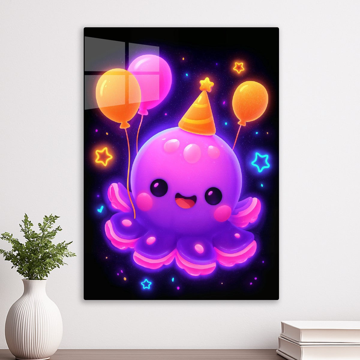 Neon Party Octopus Kawaii