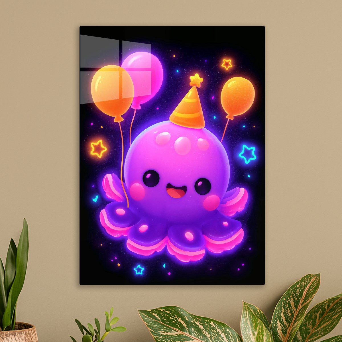 Neon Party Octopus Kawaii