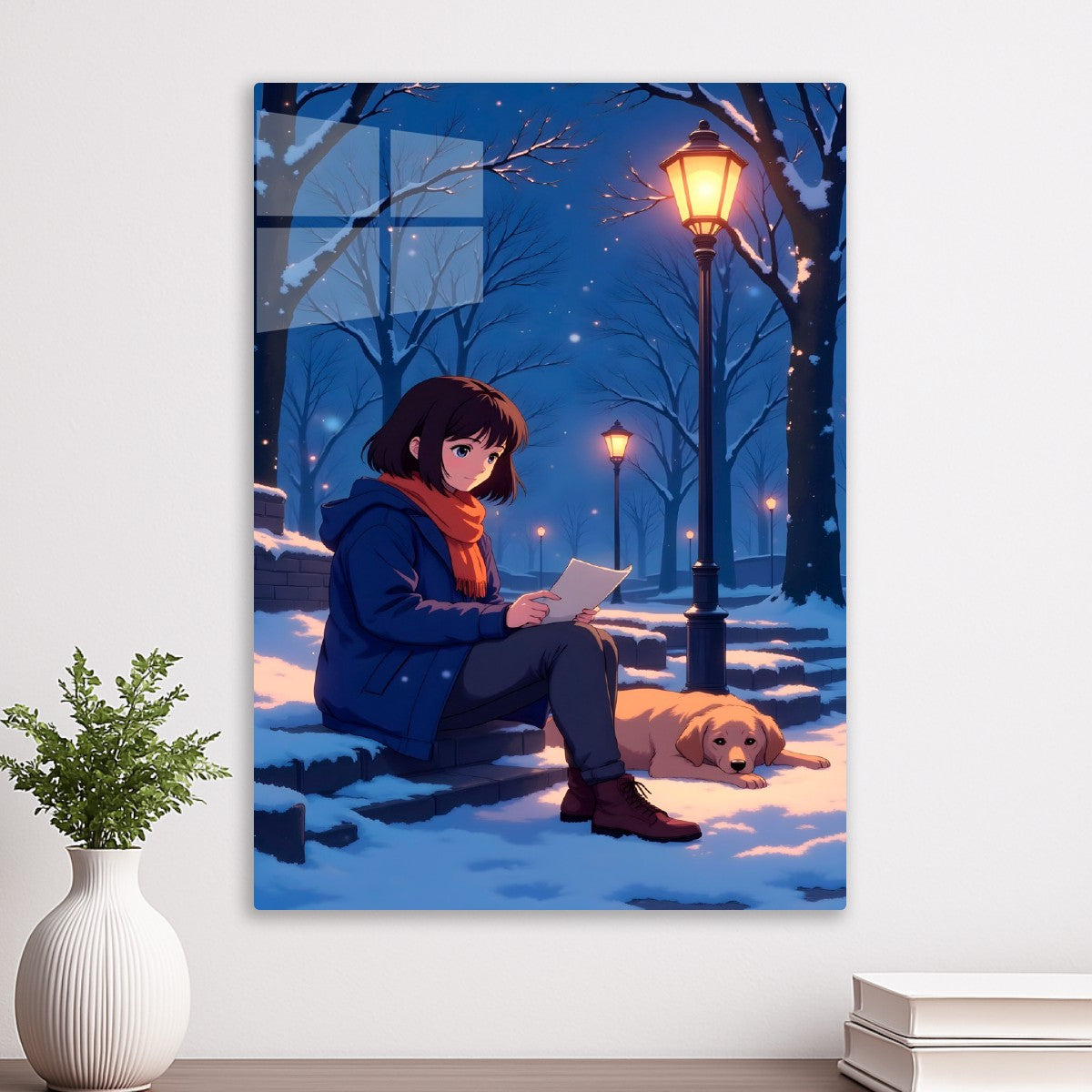 Girl and golden retriever 