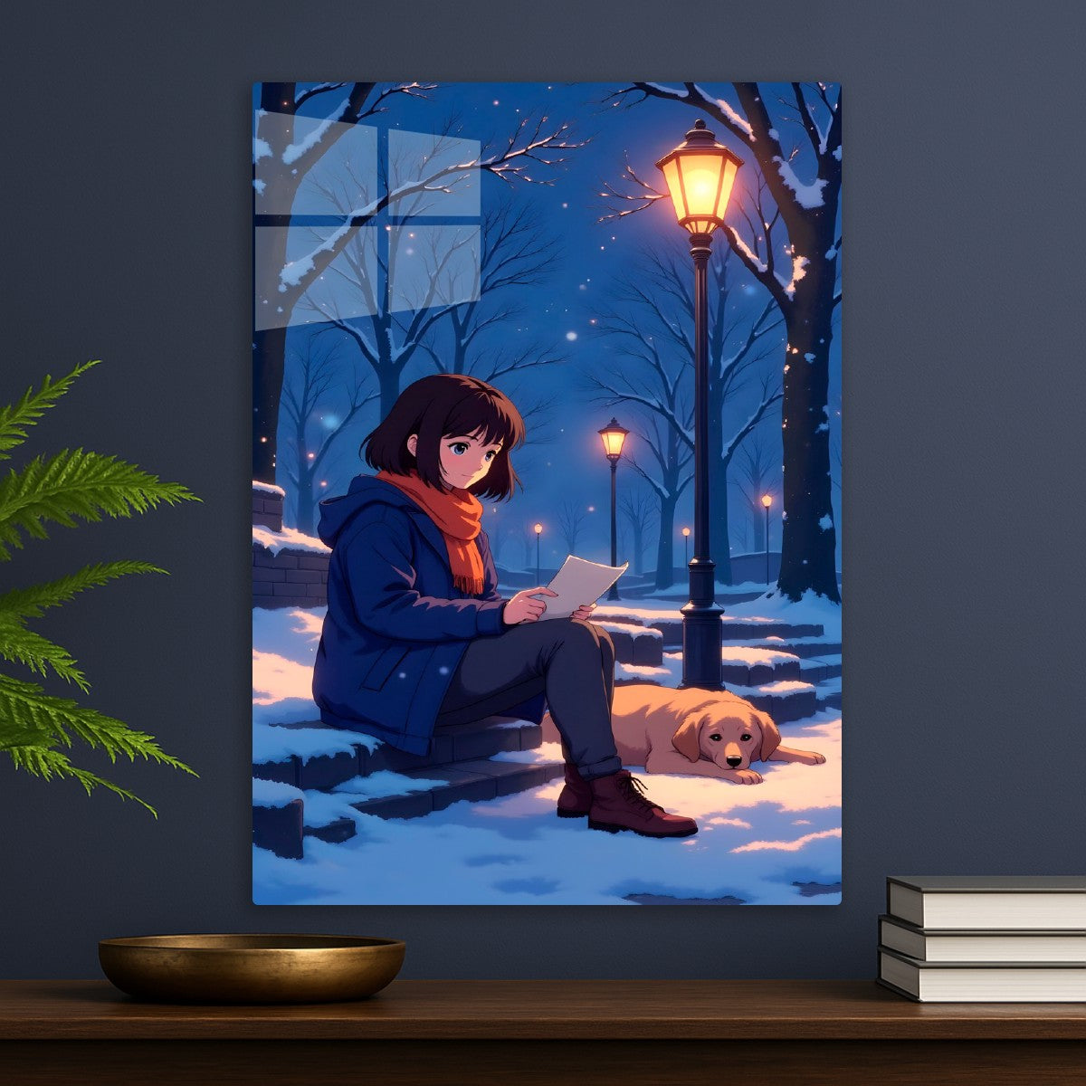 Girl and golden retriever 