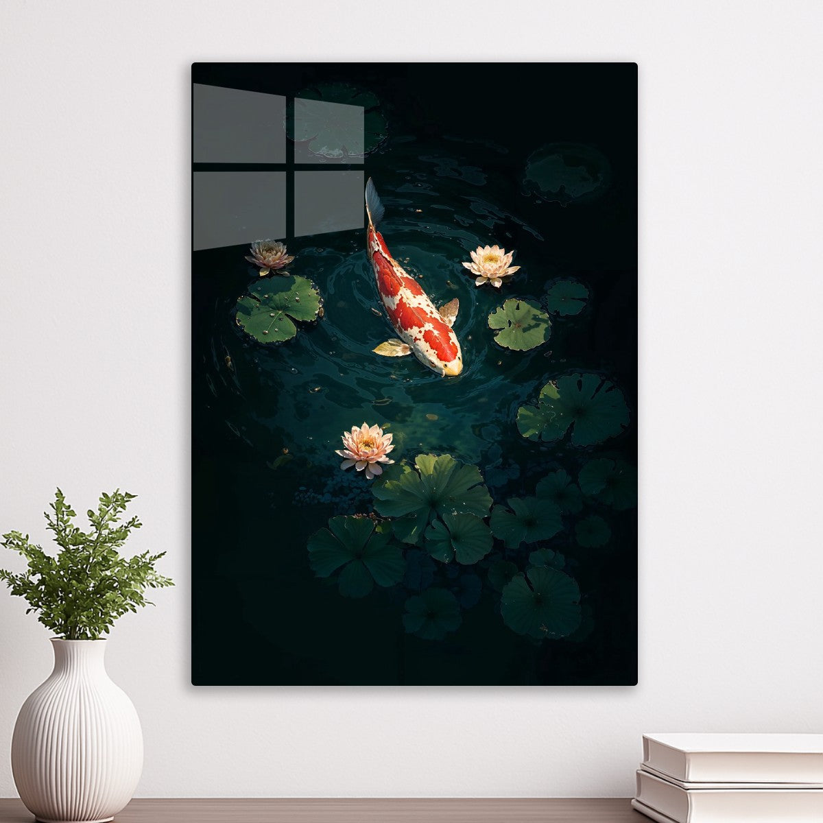Koi Beneath the Lotus Bloom