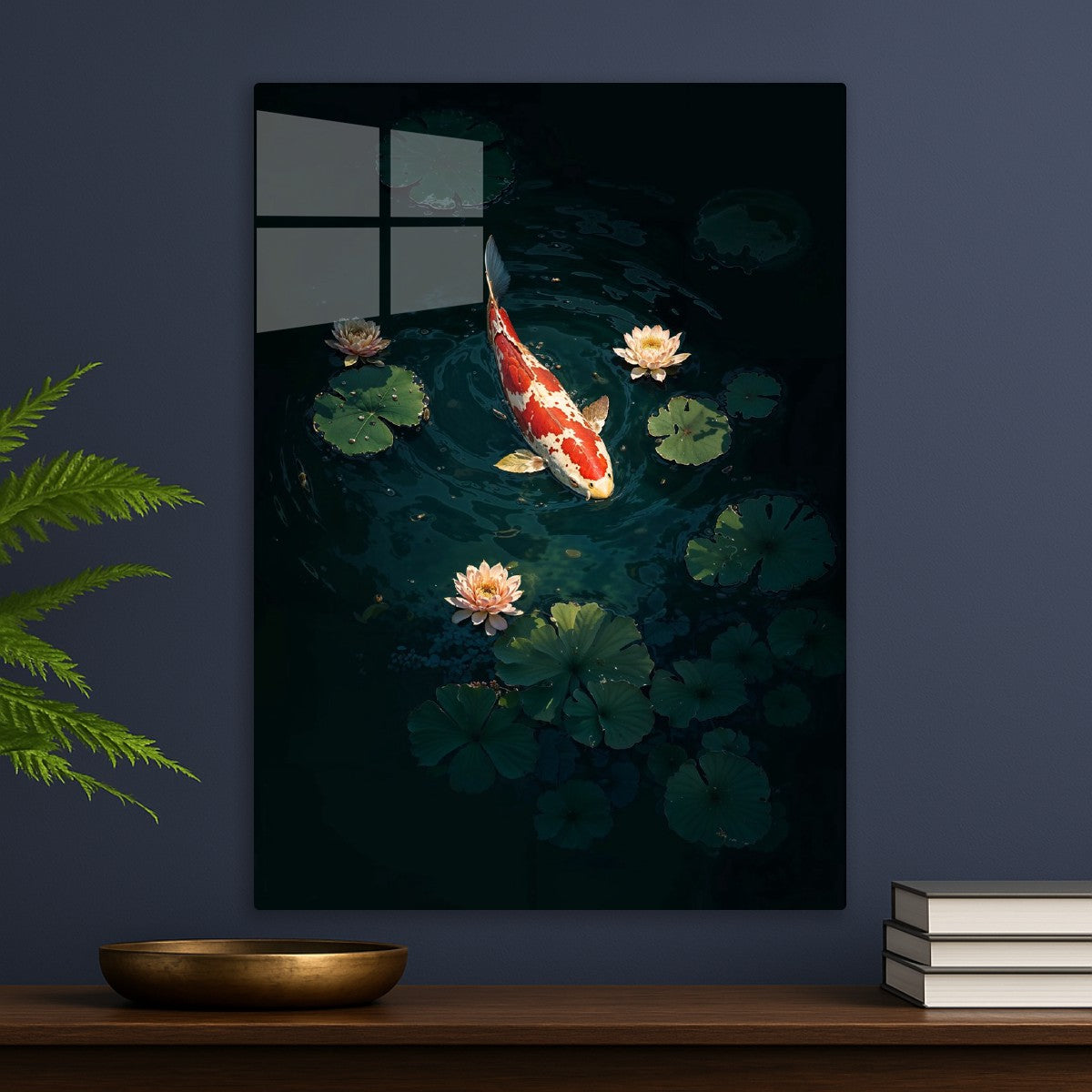 Koi Beneath the Lotus Bloom