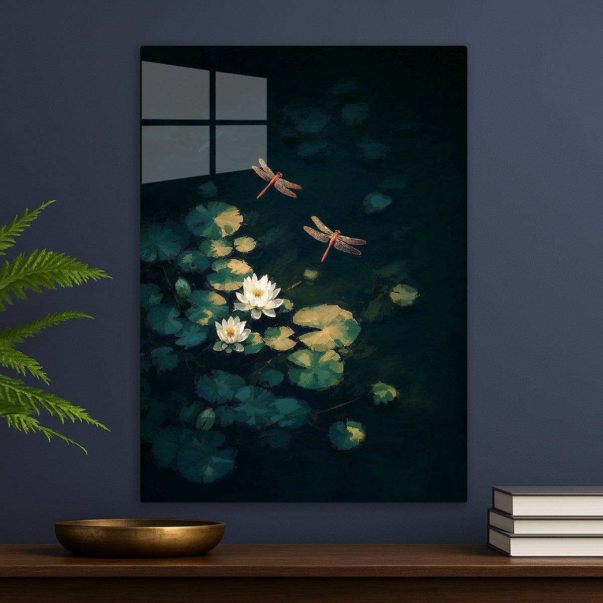 Dragonflies Over Water Lilies