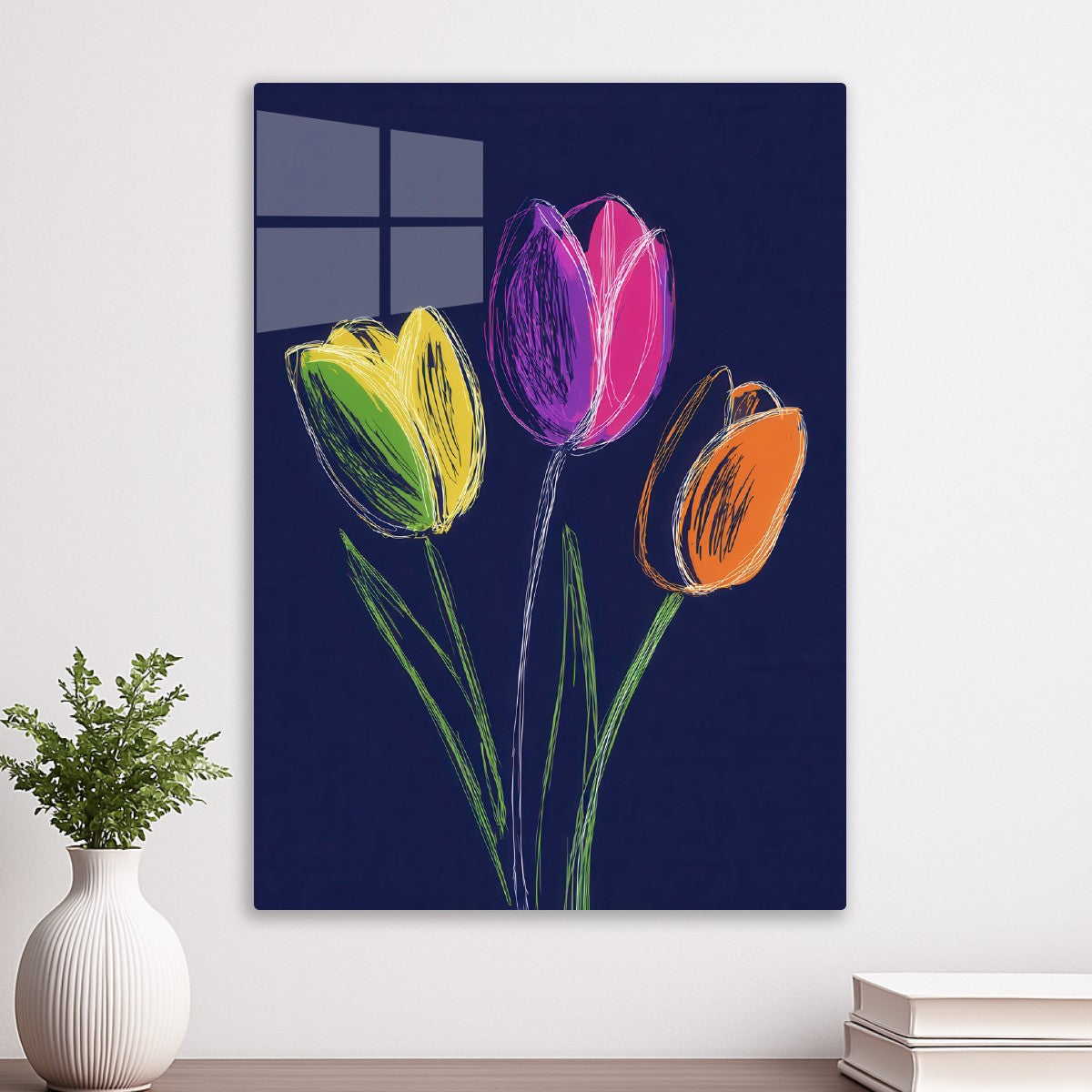 Simple Colored Tulips Drawing