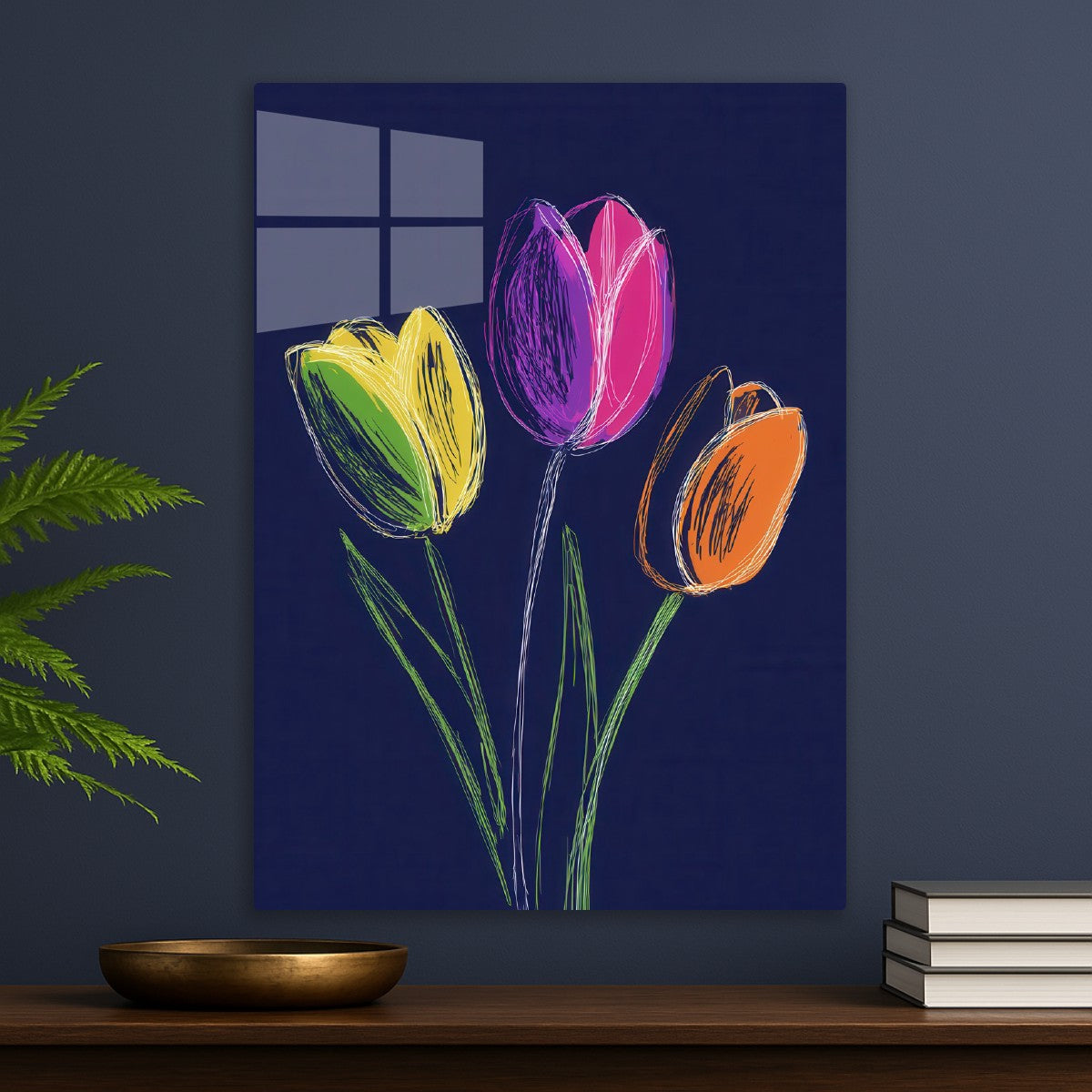 Simple Colored Tulips Drawing