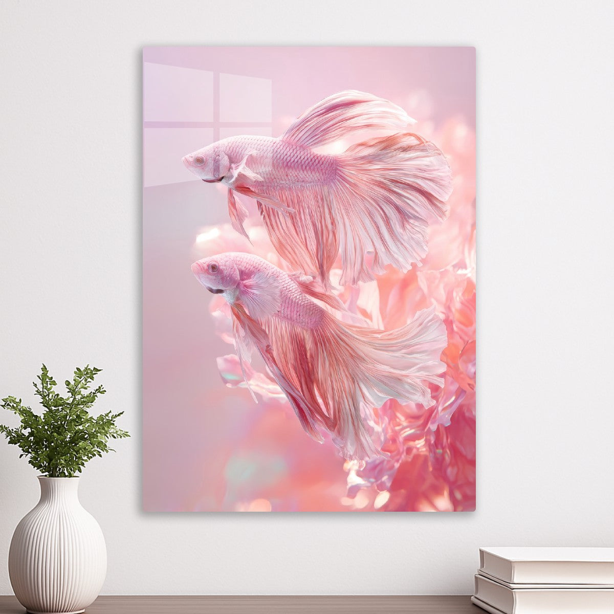 Two Pink Fish with Long Tails