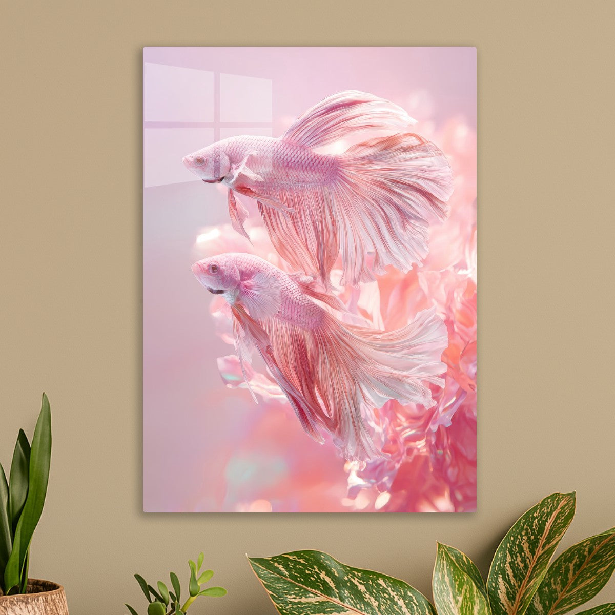 Two Pink Fish with Long Tails