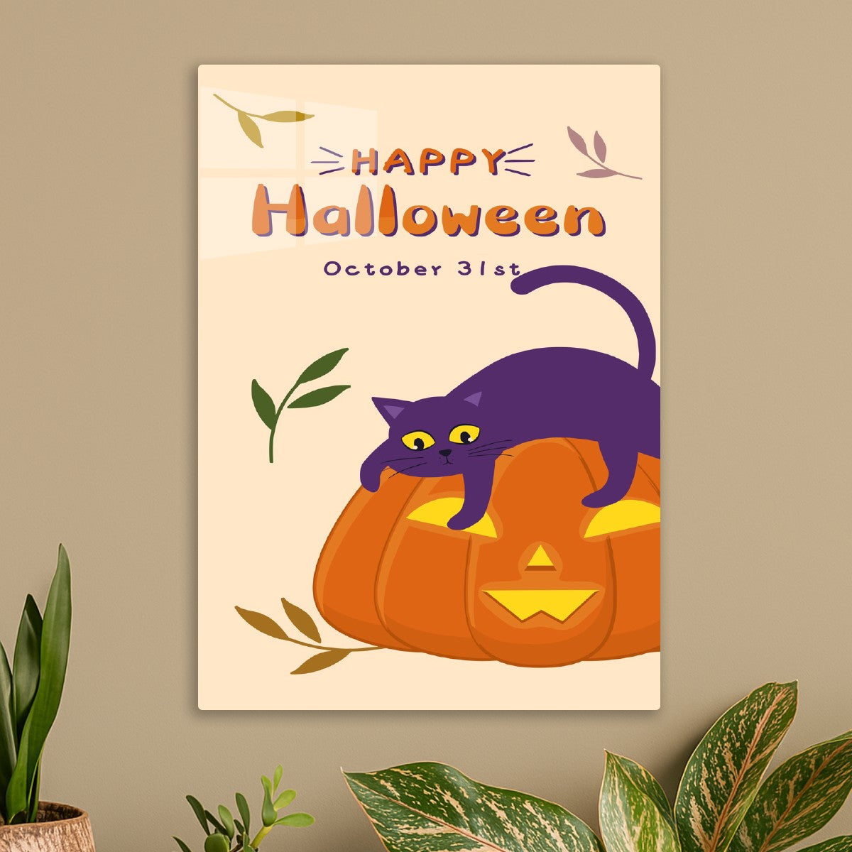 Happy Halloween Cat & Pumpkin