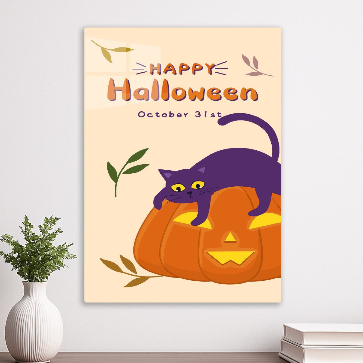 Happy Halloween Cat & Pumpkin