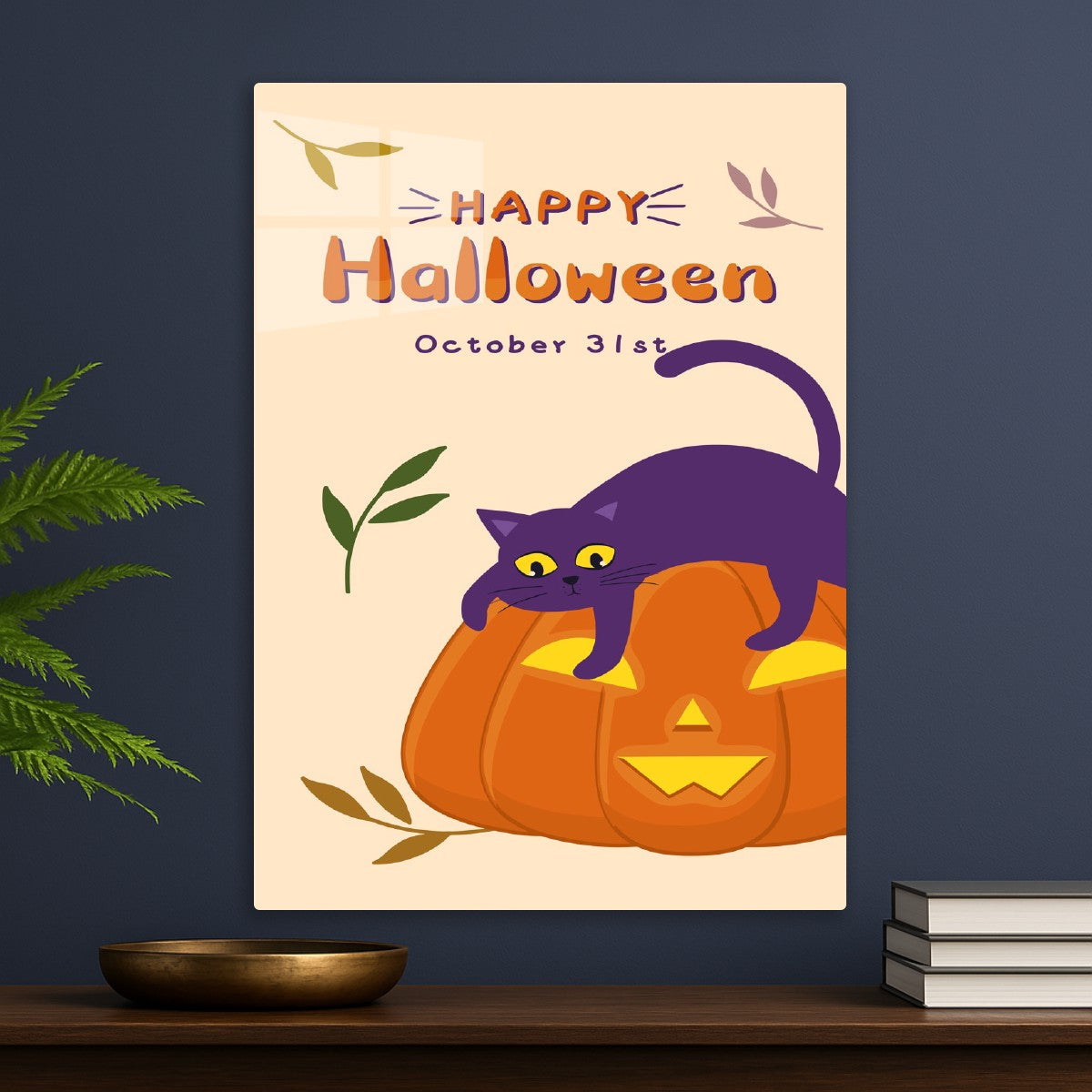 Happy Halloween Cat & Pumpkin