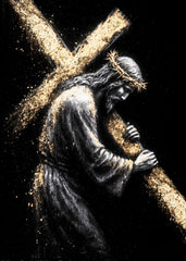 Jesus carrying golden cross