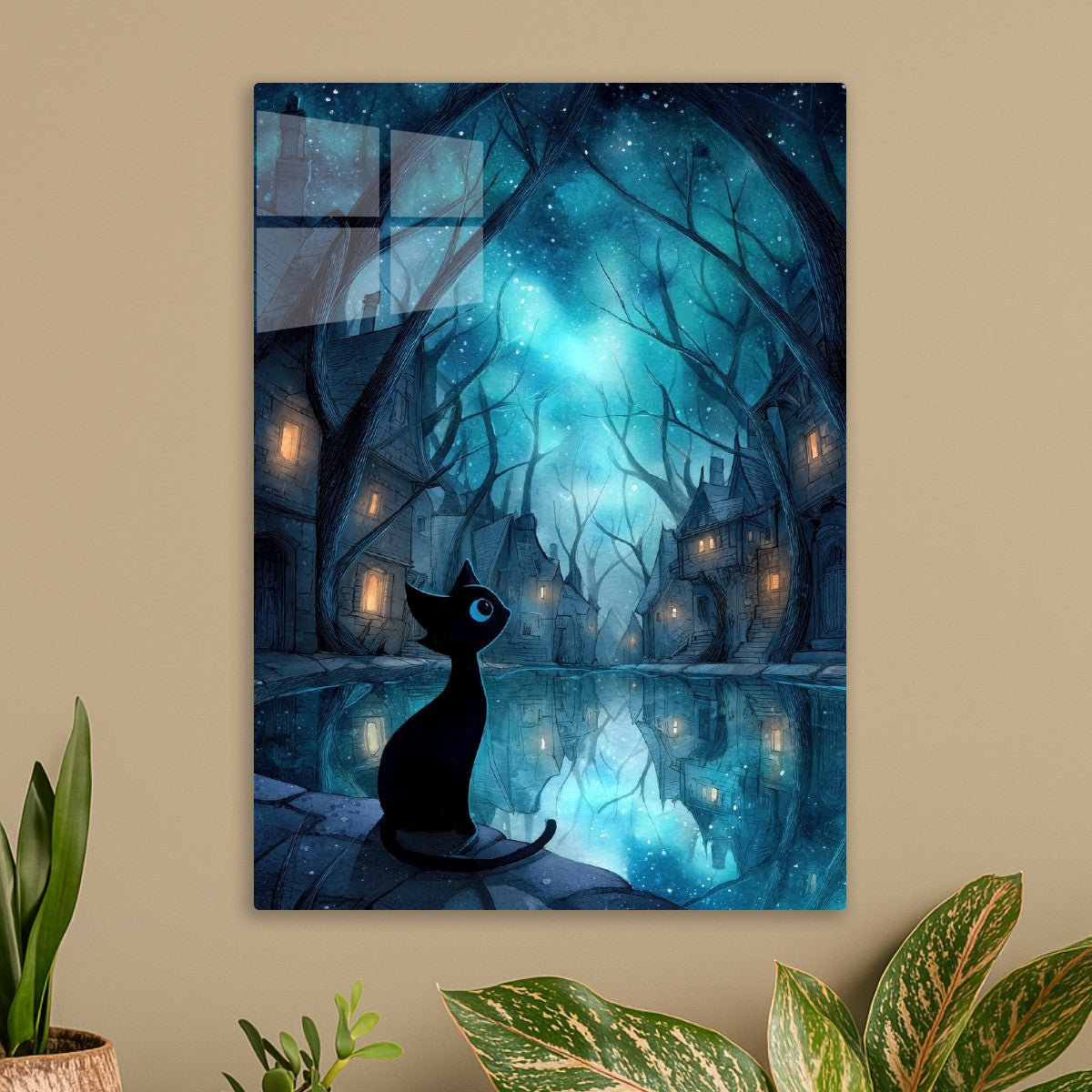 Black Cat Starry Sky