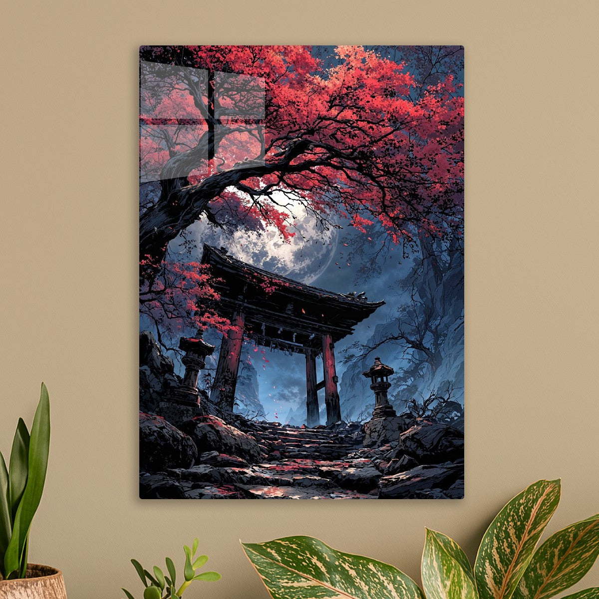 Torii Gate Under Red Maple