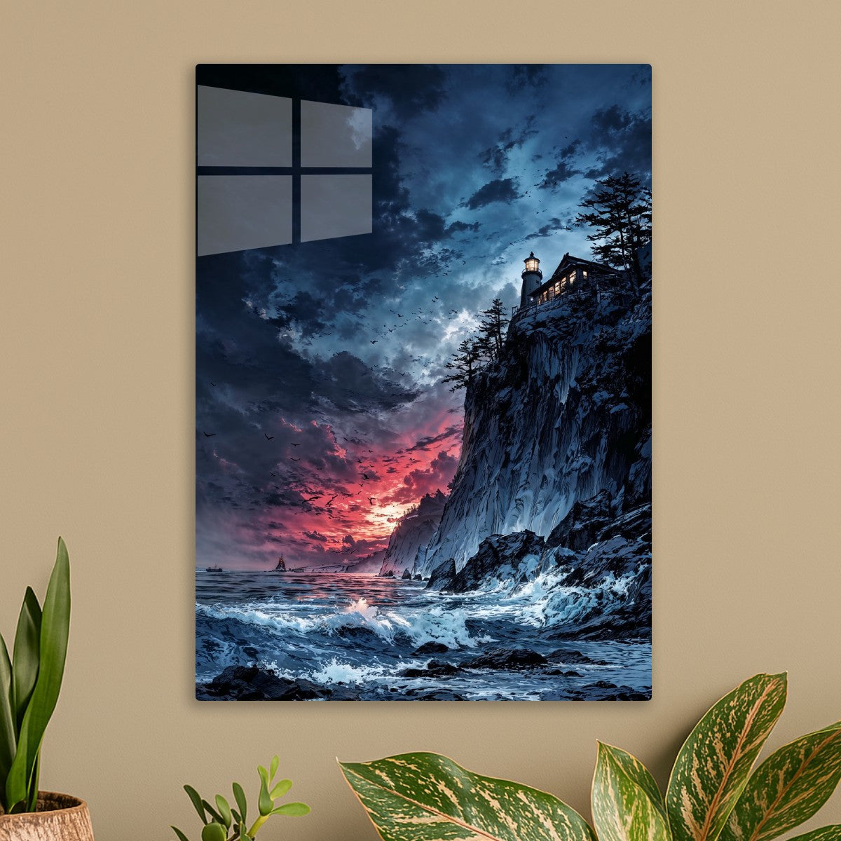 Lighthouse Cliff Sunset Storm