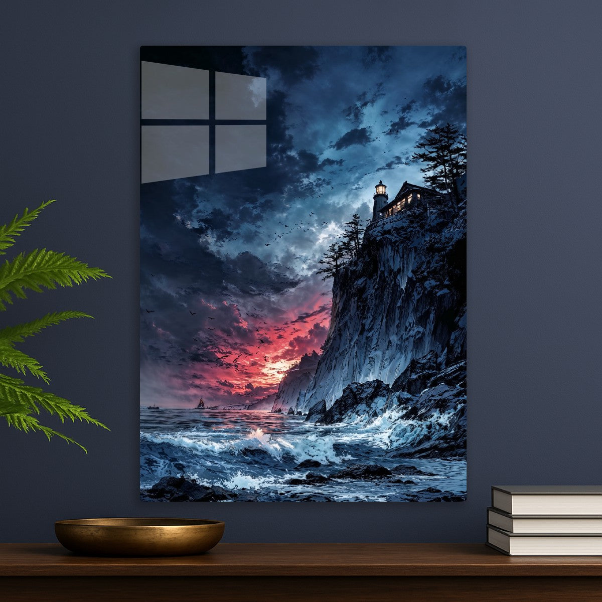 Lighthouse Cliff Sunset Storm