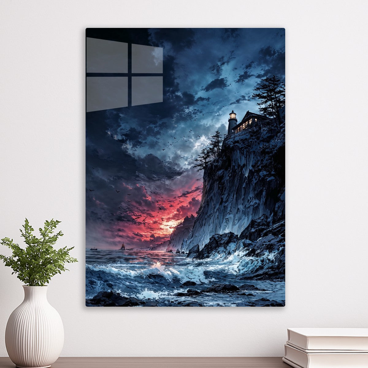 Lighthouse Cliff Sunset Storm