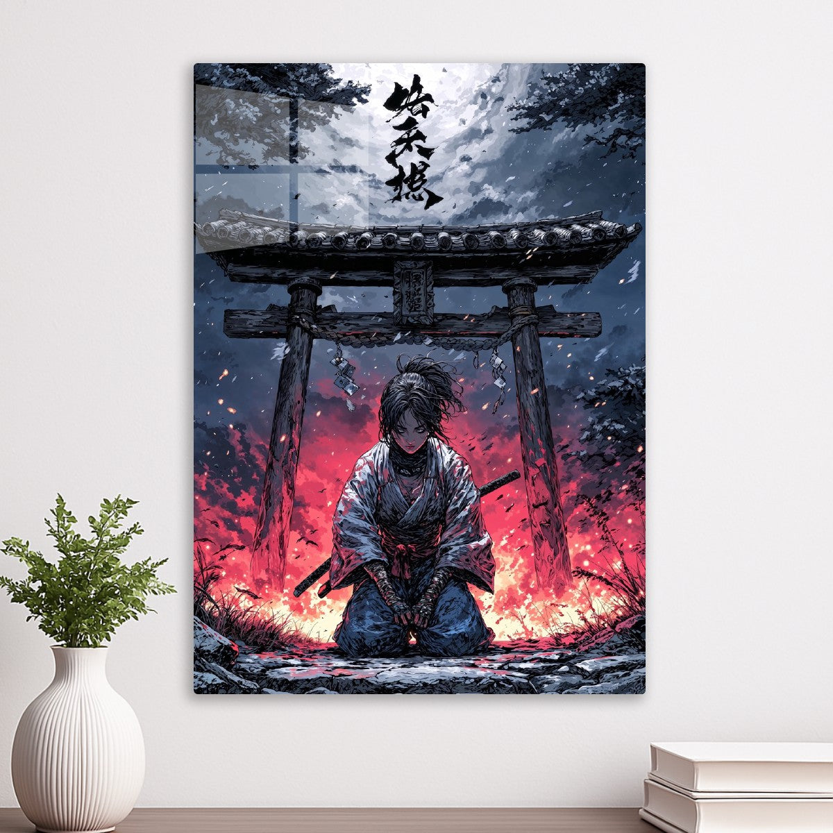 Lone Warrior Under the Moon