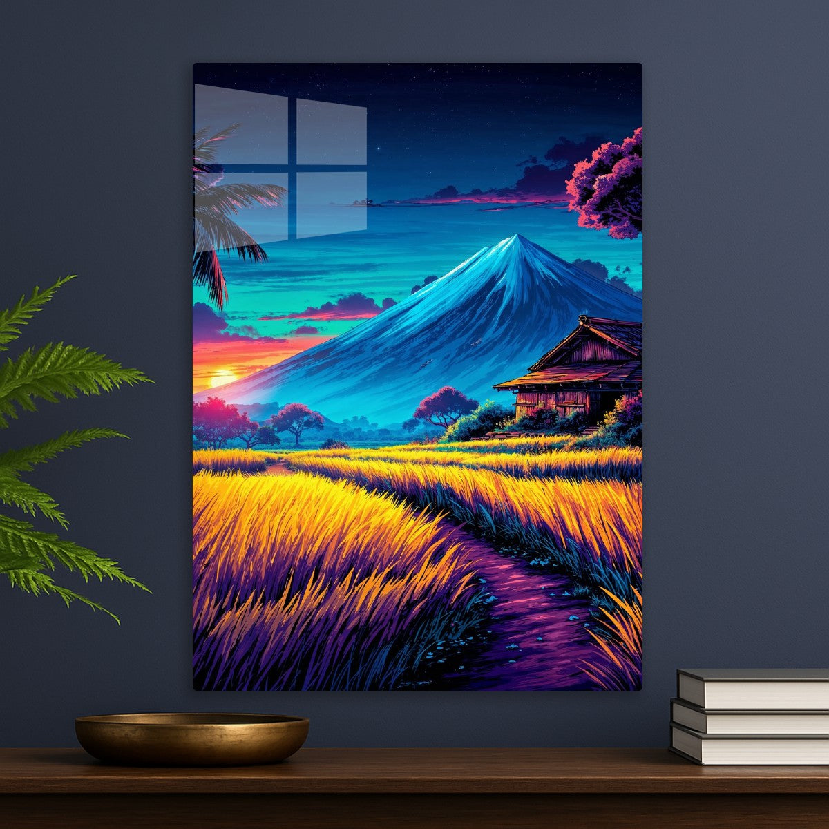 Neon Japanese Mountain Sunset