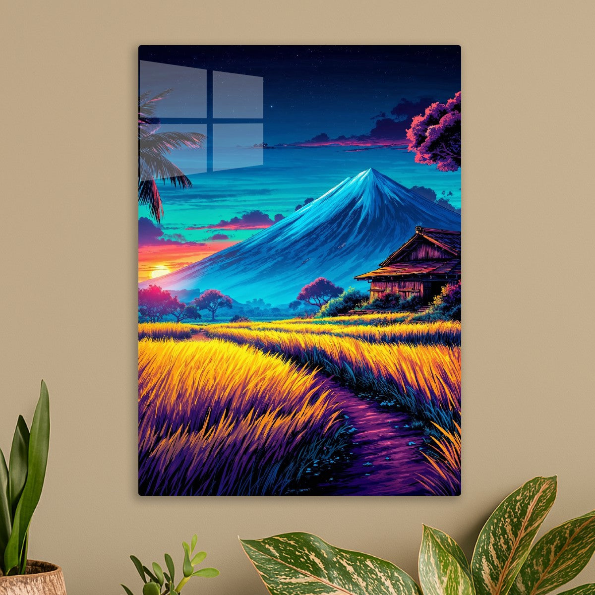 Neon Japanese Mountain Sunset
