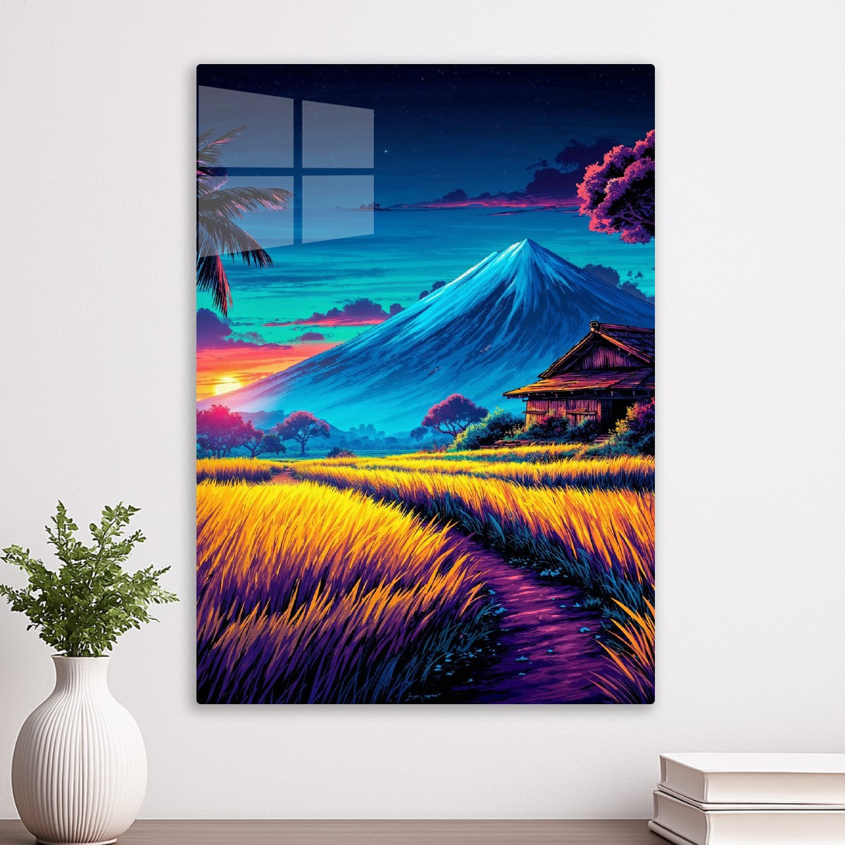 Neon Japanese Mountain Sunset